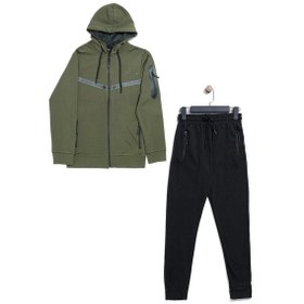 Resim Unısex Dalgıç Kumaş Kapüşonlu Eşofman Takımı Esf-600 Haki 