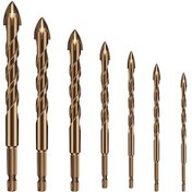 Resim Suofeng Altıgen Saplı Seramik Karbür Matkap Ucu Seti, Cam Ve Metal Delme, 7 Parça 3-12mm , Dört Kenarli Spiral Tasarım 