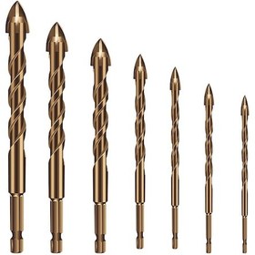 Resim Suofeng Altıgen Saplı Seramik Karbür Matkap Ucu Seti, Cam Ve Metal Delme, 7 Parça 3-12mm , Dört Kenarli Spiral Tasarım 