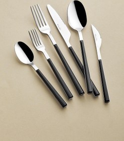Resim The Mia Shadow Çatal Kaşık Bıçak Takımı Siyah Gümüş 36 Par Gümüş - Siyah 