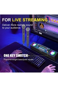 Resim Mini Dj Ses Mikseri Canlı Yayın Ses Kartı Controller Dj Setup Başlangıç Karaoke Çift Mikrofon 