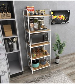 Resim Başak Beyaz 5 Katlı Çok Amaçlı Raf Düzenleyici Mikrodalga Kavanoz Rafı Mutfak Rafı 