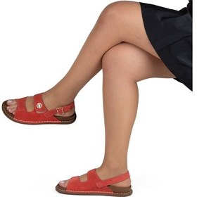 Resim Kadın Hakiki Süet Deri Anatomik Günlük Düz Rahat Sandalet Nar Çiçeği 