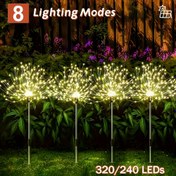 Resim 4 adet FACHOI Güneş Fıskiye Işıkları, 8 Modlu Dış Mekan Bahçe Işıkları, 320/240 LED, Akıllı Sensör, Çok Renkli/Sıcak Işık, Güneş Enerjili, Noel, Cadılar Bayramı, Şükran Günü, Düğün Parti Süslemeleri, Veranda, Balkon, Çim Yolu, Dış Mekan Aydınlatması | Fıskiye Etkisi Işıkları | Güneş Enerjili Işıklar 