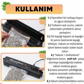 Resim Vacuum Sealer Gıda Mühürleme Vakum Makinesi- Yiyecek Tazeliği Koruma Ev Ve Restoran- 10 Adet Poşet Hediyeli 