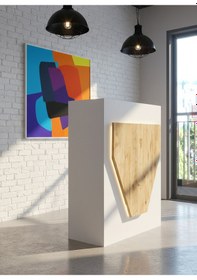 Resim Resital Ledli Karşılama Bankosu G-90 Cm Ofis Kasa Resepsiyon Masası Banko-001-1-6 