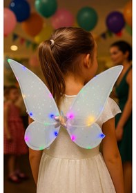 Resim Peri Kanadı Ledli Işıklı Beyaz Renkli Peri Melek Kanadı 3 Farklı Fonksiyonlu Işık Diğer 