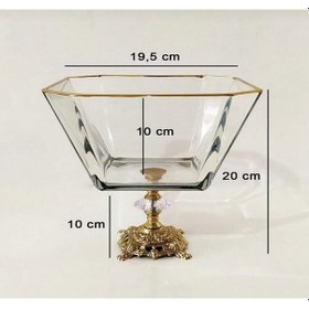 Resim Paşabahçe Metal Ayaklı Gold Detaylı Büyük Boy Kase- Sunum - Servis - Salata Kasesi 