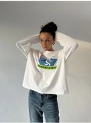 Resim Blinx Kadın Spor Oversize Baskılı Uzun Kollu Eşofman Üstü 262770054 Beyaz 