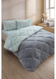 Resim Veluna Battal Boy Lüx Wellsoft Yorgan Çift Taraflı - 2 Adet Yastık Kılıflı Yorgan Seti 215x235 Cm Yeşil 