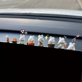 Resim 8 Parça Tavşan Araba Ekranı Küçük Süsler Seti, Kadınlar İçin Araba İç Dekorasyonu için Poppin' Dolls 