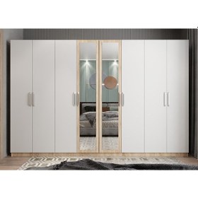 Resim Padova 8 Kapaklı Dolap Gardırop Meşe Beyaz 