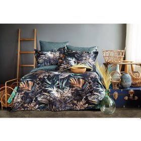 Resim Issimo Tuchan %60 Tencel %40 Pamuk Dijital Nevresim Takımı Lacivert 