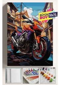 Resim Sayılarla Boyama Seti Numaralı Tuval Fırça Boya Dahil Kasnaklı Set 50x70 Cm - Ktmotor 