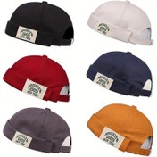 Resim BROOKLYN 1631 Etiket Docker Kapak Unisex Brimless Şapka Düz Renk Kafatası Kap Vintage Bere Kapaklı Manşonlu Liman Şapkası Erkekler Kadınlar için 
