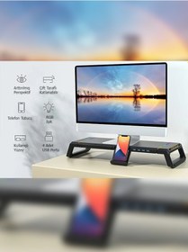 Resim Masaüstü Stand Yükseltici Katlanabilir Rgb Çekmeceli Monitör Standı 