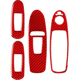 Resim Araba Karbon Fiber B Tarzı Pencere Camı Kaldırma Paneli Infiniti Q50 2014-2020 İçin Dekoratif Etiket, Sağ Sürücü Kırmızı 1 Adet 