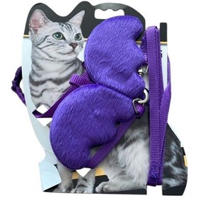 Resim Melek Kanatlı Kedi Göğüs Tasması Gezdirme İpi Takım Ayarlanabilir Mor Renk 