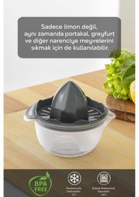 Resim Hazneli Limon Sıkacağı - Pratik Portakal Narenciye Sıkacağı 400 Ml - Gri 