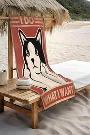 Resim Dijital Baskı Plaj Deniz Havlusu Kedi Desenli Peştamal HVL0078 