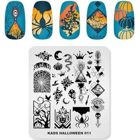 Resim Kads Tırnak Damgalama Plakaları Cadılar Bayramı 011 Şablon Dikdörtgen Örümcek Kabak Nail Art Baskı Manikür Araçları 