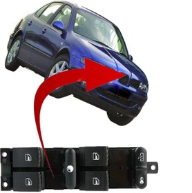 Resim CRN Seat Toledo Sol Dörtlü Cam Dügmesi Anahtari 1998--2005 366664118 