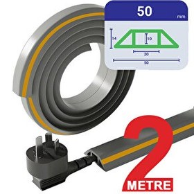 Resim Greentech GT-KK09 Gri Esnek Kablo Kanalı Şeritli 