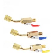 Resim Zhanglei001 R410a Açı Kompakt Top Valfi 1 4 Sae Dişi 1 4 Sae Erkek 3 Parça Renkli Kapama Valf Adaptörleri Hvac Klima Soğutucu R134a R12 R22 R502 