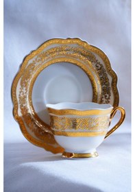 Resim Acar Lılıbet 6 Kişilik Kahve Fincanı Takımı - 90 Ml Beyaz - Gold 