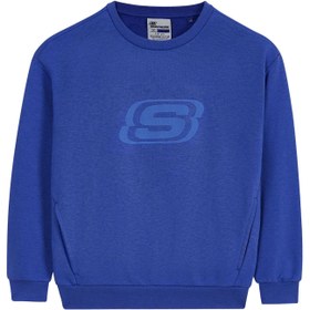 Resim Skechers B Lw Fleece Crew Neck Erkek Çocuk Mavi Sweatshirt 