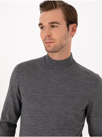 Resim Cacharel Füme Slim Fit Yün Karışımlı Yarım Balıkçı Basic Triko Kazak Gri 