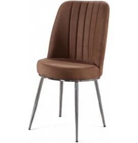 Resim Gold Sandalye - Soho Kahverengi - Metal Krom Ayak 