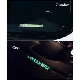 Resim BARBUN Fosforlu Araç Park Etiketi Telefon Numarası Kartı Numaratör Plaka 