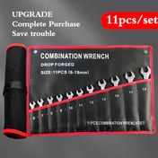 Resim 11 parça/ set çift kullanımlı anahtar takımı, saplı çift başlı anahtar, açık uçlu anahtar, erik çiçeği anahtarı, çift açıklık anahtarı, anahtar seti, araba, bisiklet, ev aletleri tamiri için uygun donanım takım seti (6-14mm 17mm 19mm) 