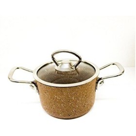 Resim OMS 3111 2 Parça Bio Granit Mini Tencere 14x8 CM Sütlü Kahverengi 