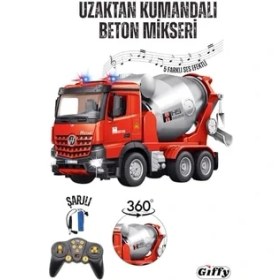 Resim Uzaktan Kumandalı Mikseri Iş Makinası Full Fonksiyon Sesli Işıklı Şarjlı Mikseri 360 Derece Dönebilen Fonksiyonlu 