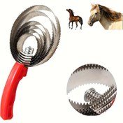 Resim Kırmızı Paslanmaz Çelik İki Taraflı Tarama Fırçası - Koyun ve Sığınlar için Kaşıntı Giderici, 6+ Hayvan Türü Uyumlu 