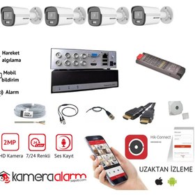Resim Hikvision Mikrofonlu 7/24 Renkli Görüşlü Güvenlik Kamerası Seti 4' Lü - 1tb Essd 