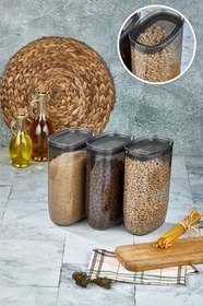 Resim 3'lü Set Sızdırmaz Vakum Kapaklı Oval Kristal Erzak Saklama Kabı, CANHH12212 
