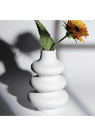 Resim Mien Dekoratif Seramik Vazo Beyaz 14,5 Cm 0241 Beyaz 