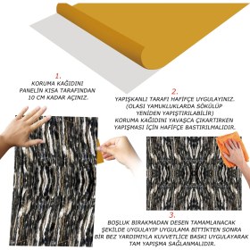 Resim Tink Kendinden Yapışkanlı Sıralı Mermer Desenli Pvc Panel 41x62 Cm 4 Adet 1 M² 