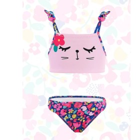 Resim Denokids Çiçekli Kedi Kız Çocuk Bikini 