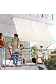 Resim ENLIS 245x245 Balkon Tentesi Bej Manuel Kollu Güneşlik Balkon Teras Tente 