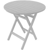 Resim Motoryagmarket Datça 90Lık Katlanır Ahşap Bahçe Balkon Masası Yuvarlak -Beyaz 