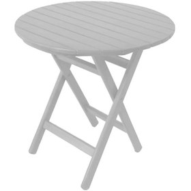 Resim Motoryagmarket Datça 90Lık Katlanır Ahşap Bahçe Balkon Masası Yuvarlak -Beyaz 
