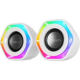 Resim Mikado MD-176 2.0 3W*2 Beyaz RGB Aydınlatmalı USB + 3.5mm USB 5V Speaker Hoparlör 
