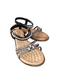 Resim Guja 25y174 Kadın Taşlı Düz Taban Abiye Sandalet Siyah Siyah 