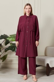 Resim Kadın Büyük Beden Bolerolu 2'li Takım - Bordo / 3XL 