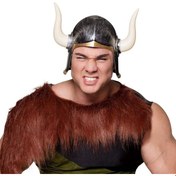 Resim Mega Boynuzlu Viking Ivar Kaskı Eskitilmiş Desen Gümüş Renk 