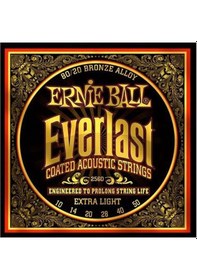 Resim Ernie Ball 2560 Everlast 80/20 Bronze Extra Light Akustik Gitar Teli 10-50 
